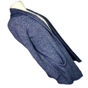 Athleta Cardigan Sweater Navy blue Cabrillo Cashmere Linen Open Knit oversize XS